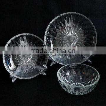 large clear round large glass salad bowls