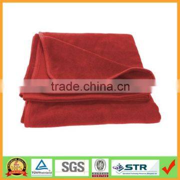 Red piping edge microfiber promotional soft polar fleece throw for travel