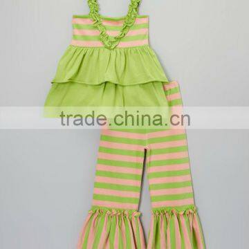 baby clothes wholesale sleeveless kids clothing 2Pcs bulk wholesale kids outfits child ruffle pants set clothing