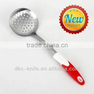 TSY004-SK Stainless Steel Skimmer with White PP and Red TPR handle Kitchen Tool