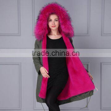 2016 factory price elegant korea women rose red winter coat fashion winter faux fur parka                        
                                                                                Supplier's Choice