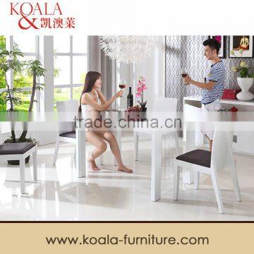 Glass Top Dining Table With MDF Frame Solid Wood Legs A1505# photo-2