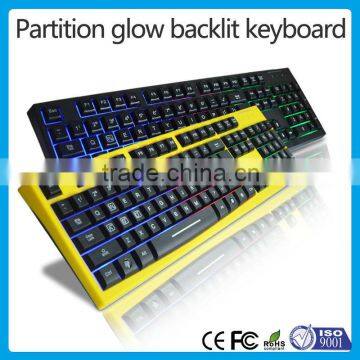 Three Colors Backlit Usb Wired Partition Flash Office/net Bar Keyboard photo-2