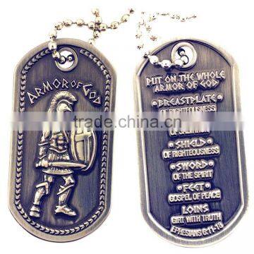 China factory supply custom die casting dogtag with ball chain