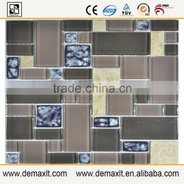 china home decor 8mm arch glass and marble mix brown mosaic supplier