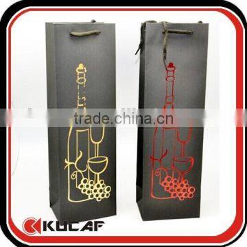 Ribbon handle red wine paper bag