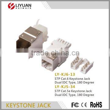 LY-KJ6-13 cat5e/cat6 keystone jack wall plate STP shield 180 degree 8p8c CAT6A modular jack