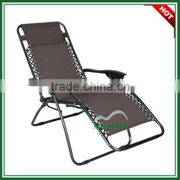 Metal Frame Recliner Chair Zero Gravity Sleeping Lounge Chair With Pillow