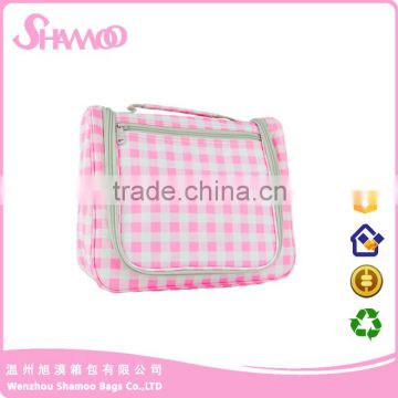 2016 new style fashional grid cotton wash bag cosmetic bag for travel