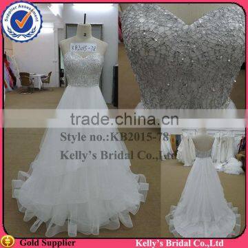 new arrival bling beaded sweetheart layered organza wedding dress