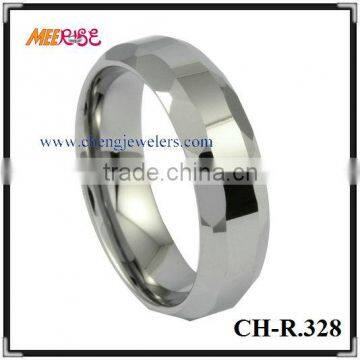 Faceted and White Wedding Ring Tungsten, Jewelry Mens, Stately Steel Jewelry