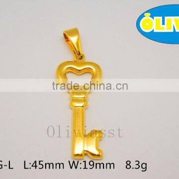 Olivia Fashion 316 Stainless Steel Cast Metal Pendant Love Lucky Key Pendant multi size