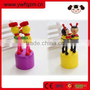 Wooden push up toy, push puppets animals