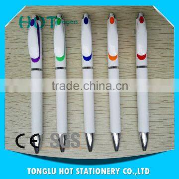 Trending hot products White Solid color barrel 13.9 cm factory plastic pen BPP0012