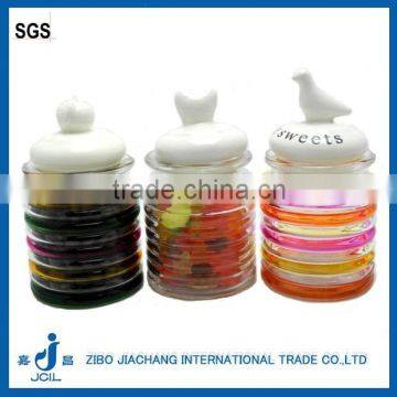 mini apple, bird, heart shape ceramic lid glass jar manufacturer