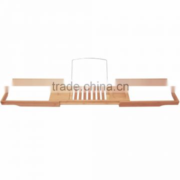 Bamboo Bathtub Caddy with Extending Sides and Adjustable Book Holder