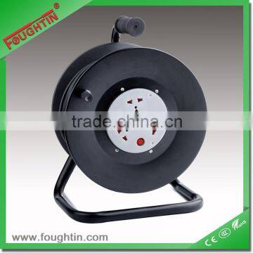 3 way multi socket extension cord metal reel with 50meters cable and plug power extension socket