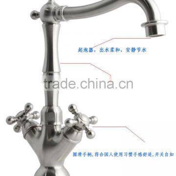 Classical Stainless Steel Double Handle Upper Kitchen Faucet for Hotel photo-2