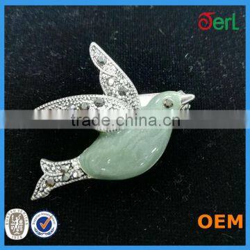 Jerl acceesories fantastic cute animal imitation jewelry fashion green enamel bird brooch