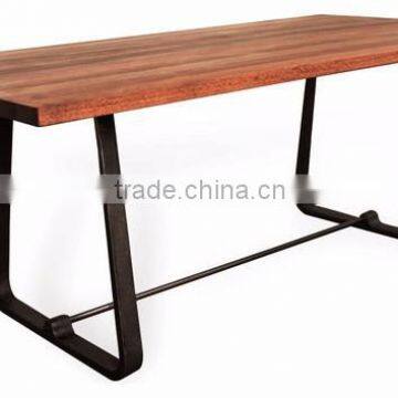 Metal base Wood dining tables,industrial metal wood dining table