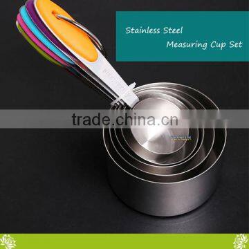 Premium Stackable Measuring Cup Sets for Dry and Liquid Ingredients,5PCS Stainless Steel Measuring Cup Set With Silicone Handle photo-3