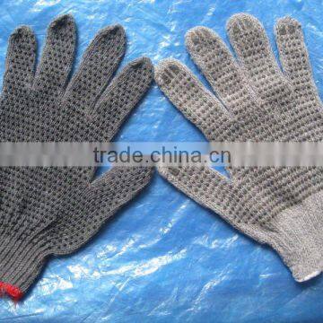 grey string knit pvc dots working gloves