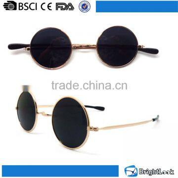 Hot sale retro vintage old style fashion metal small lens man round custom sunglasses cool unisex