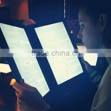 two led panels illuminated backlit menu folder