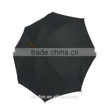 Wooden shaft plain black automatic open long umbrella