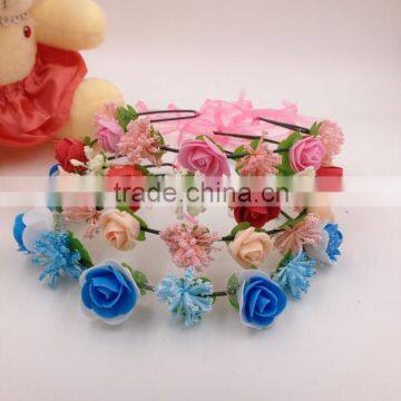 9 rose flower headband with adjustable ribbons,beautiful mixed colorful flower hairband headband