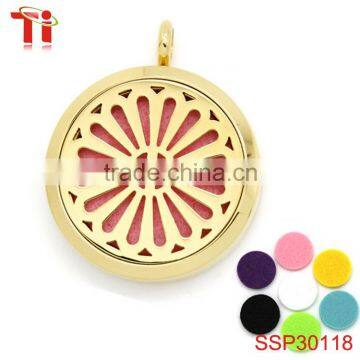 stainless steel aromatherapy diffuser custom logo pendant necklace, felt pad for aromatherapy