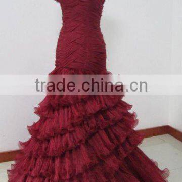 EDQ164 New Arrivals Wine Red Chiffon Prom Dress 2014