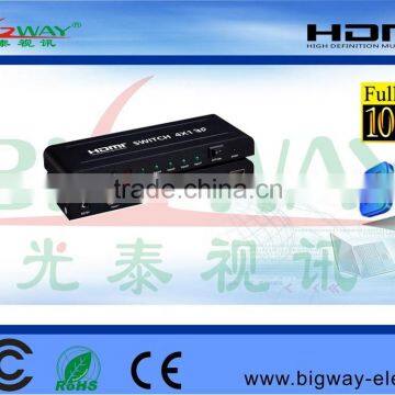 High speed 1080p 4x1 HDMI switch with IR remote controller