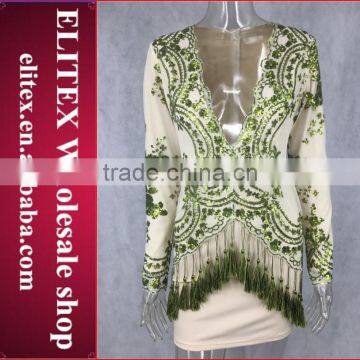 Wholesale fashion green spangle sexy hot woman party dress