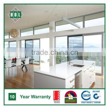 Kitchen sliding door, exterior door, aluminum frame with double glass, dark blue color