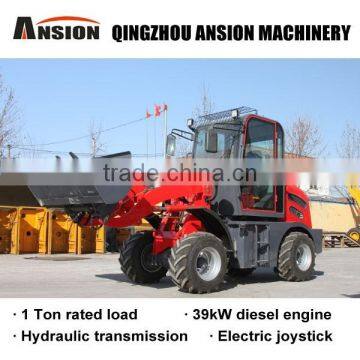 1 Ton articulated mini loader for sale with hydraulic transmission and electric joystick