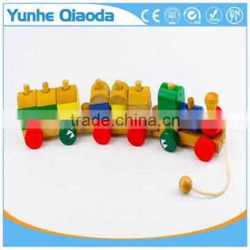 Wood Puzzle Train Toys Geometric Building Blocks Education Gift photo-4