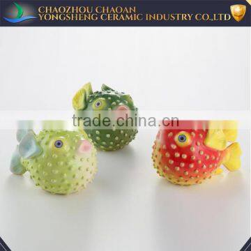 Colorful ceramic fish home decoration columns