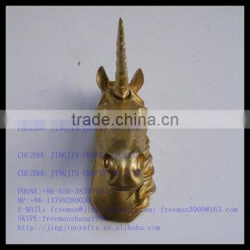 Gold Horn Carving Resin Unicorn Wall Mount photo-6