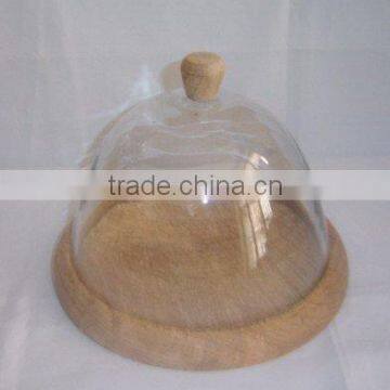 SOI HOT SELLING WOOD AND GLASS CHEESE STAND FOR TABLE DECOR