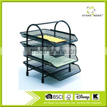 4 Tiers Smoked Pull Metal Mesh Desktop File Organizers,Paper Tray