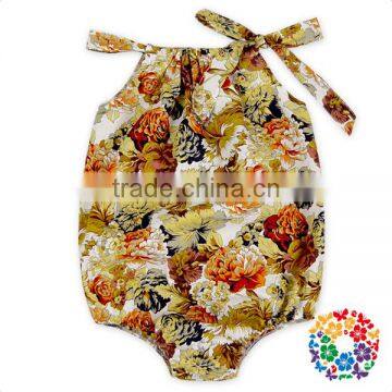 Vintage Flowers Romper for Kids Summer Clothing Adjustable Neck Baby Girl Summer Romper photo-4