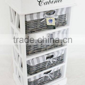 Shabby Chic Home Furniture Wooden Cabinet With Wicker Drawers photo-5