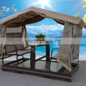 Luxury design aluminum web patio garden swing chair with canopy & 4-seat