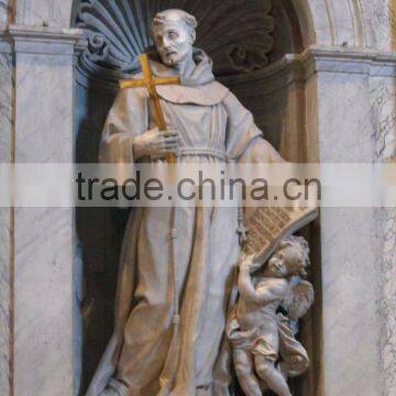 Large natural stone decoration marble statue of St. Francis of Assisi