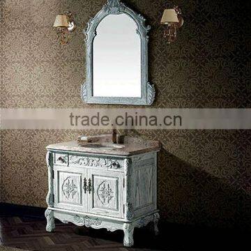 French New Style Bathroom Vanities,White Gloss Mirror Cabinet,Hand Carved Vanity For Bathroom(BF08-4072)