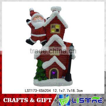 Ceramic Christmas Village LED Light Houses With Santa