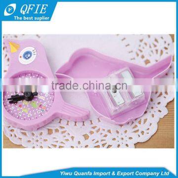 Promotional Kid's Gift Lovely Bird Shape Clock Model Plastic Two-hole Pencil Sharpener photo-5