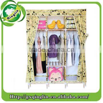 Solid Wooden Unfinished Shelf Construction Portable Wardrobe photo-4