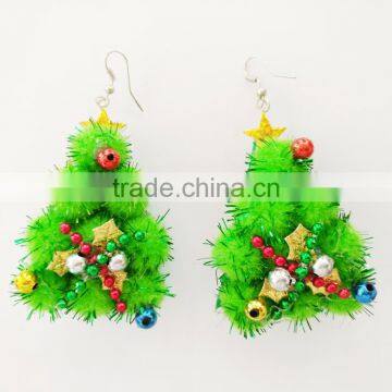 Downy bead decorations soft green tree light up led christmas novelty earrings